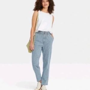 Universal Thread Striped High-Rise Railroad Tapered Pants Light Blue Sz. 6